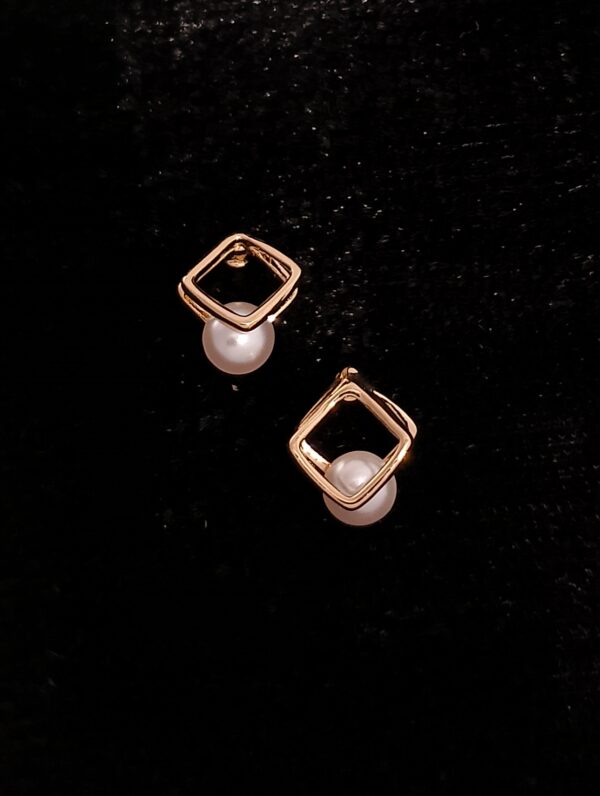 Square Pearl Stud Earrings by Ruva