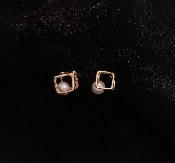 Square Pearl Stud Earrings by Ruva